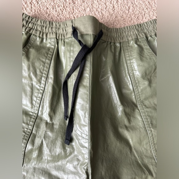 Rachel Comey- Olive Green Waxed Linsley Long Length Drawstring Shorts - Picture 6 of 10